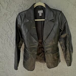 Y2k genuine leather jacket
